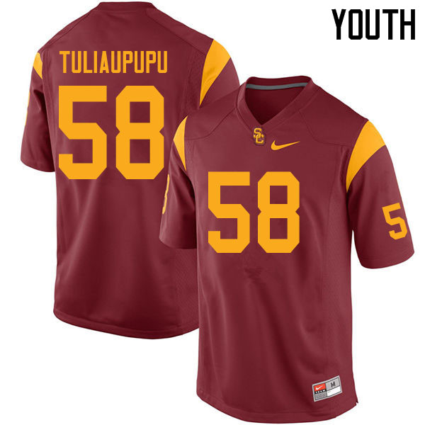 Youth #58 Solomon Tuliaupupu USC Trojans College Football Jerseys Sale-Cardinal